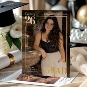 Modern Gold Foil Graduation Photo Announcement