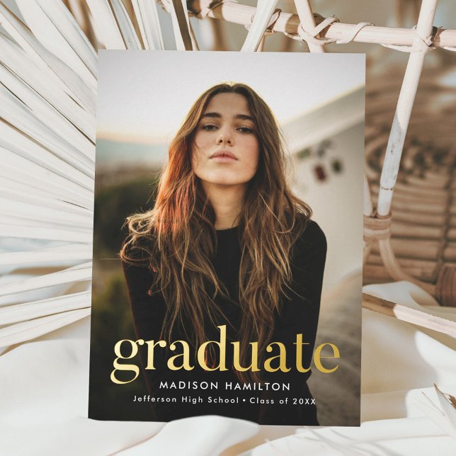Modern Gold Foil Photo Graduation Announcement (Creator Uploaded)
