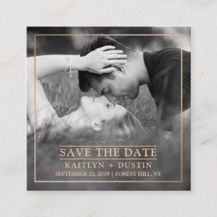 Modern Gold Foil Photo Save The Date Enclosure Card