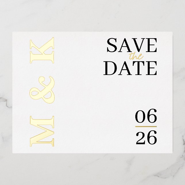 Modern Gold Foil Save the Date Cards (Front)