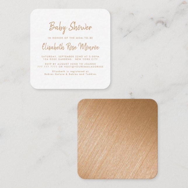 Modern Gold Foil & Script Baby Shower Ticket (Front/Back)
