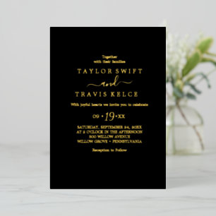 Modern Gold Foil Script Black Casual Wedding