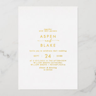 Modern Gold Foil Script Casual Wedding