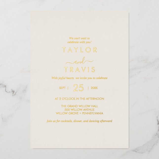 Modern Gold Foil Script | Ivory Casual Wedding (Front)