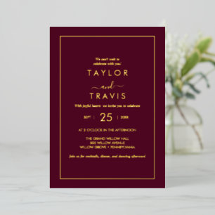 Modern Gold Foil Script Navy Casual Wedding