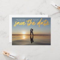 Modern Gold Foil Script QR code Save The Date