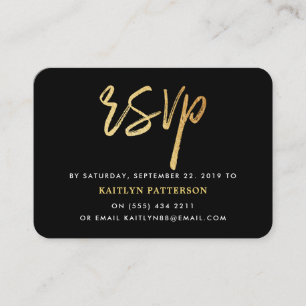 Modern Gold Foil Script RSVP Enclosure Card