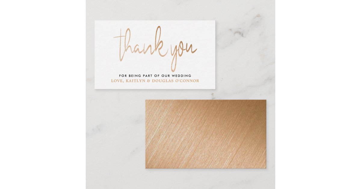 Modern Gold Foil Script Wedding Thank You Enclosure Card | Zazzle