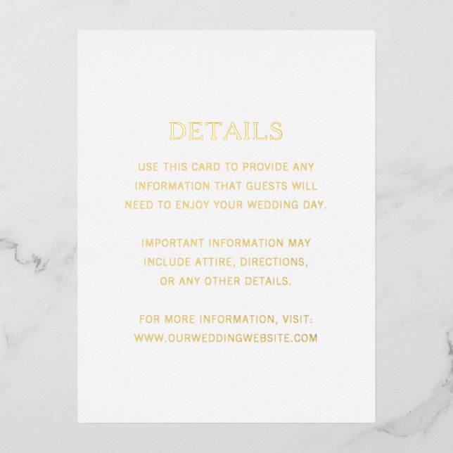Modern Gold Foil Simple Wedding Enclosure Card (Front)