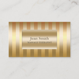 Modern Gold Foil Stripes Massage Therapy Business Card