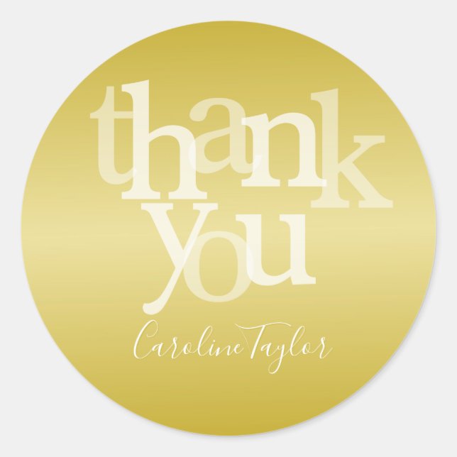 Modern Gold Foil Thank You Classic Round Sticker (Front)