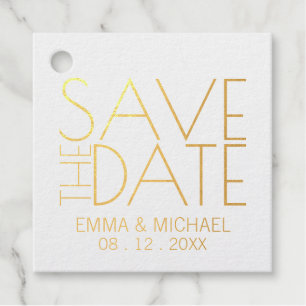 Modern Gold Foil Wedding Save the Date Favour Tags