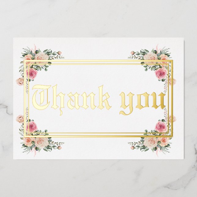 Modern gold foil wedding thank you card (Front)