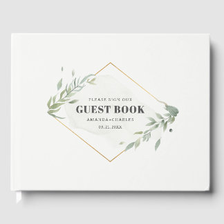 Modern Gold & Foliage Frame Guest Book