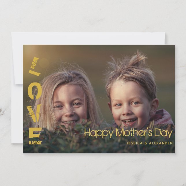 Modern Gold Font Happy Mothers Day Photo Card (Front)