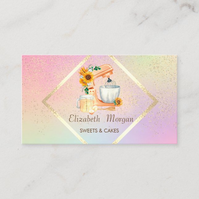 Modern Gold Frame,Confetti Mixer Business Card (Front)