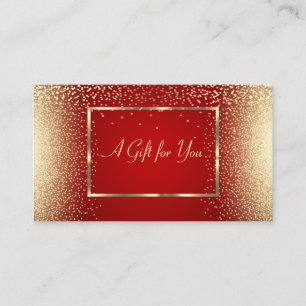 Modern Gold Frame, Confetti Red Elegant Discount Card