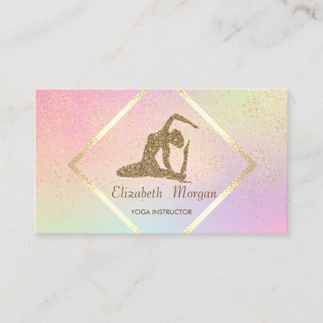 Modern Gold Frame,Confetti,Yoga Girl Business Card (Front)