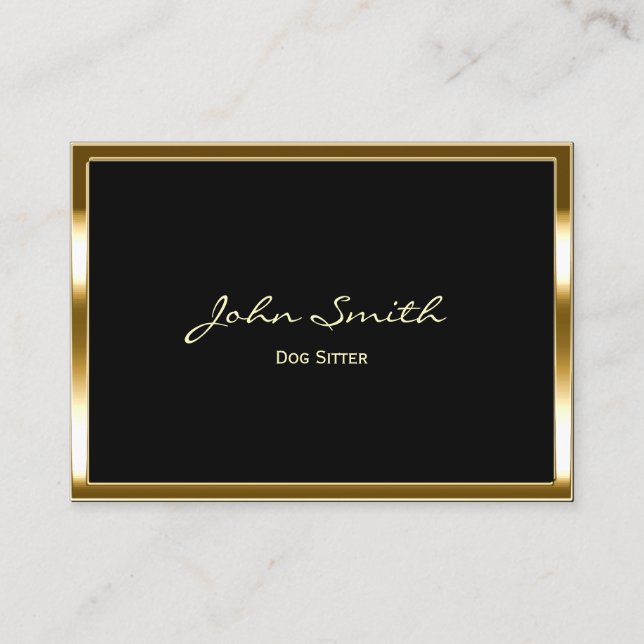Modern Gold Frame Dog Walking Pet Sitter Business Card (Front)