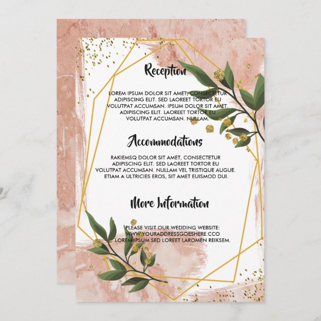 Modern Gold Frame Ivory Green Flor wedding program Invitation (Front/Back)