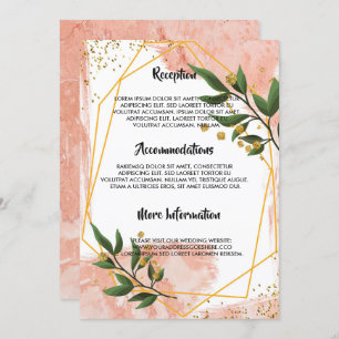 Modern Gold Frame Ivory Green Flor wedding program Invitation