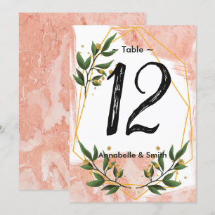 Modern Gold Frame Ivory Green Floral  table number