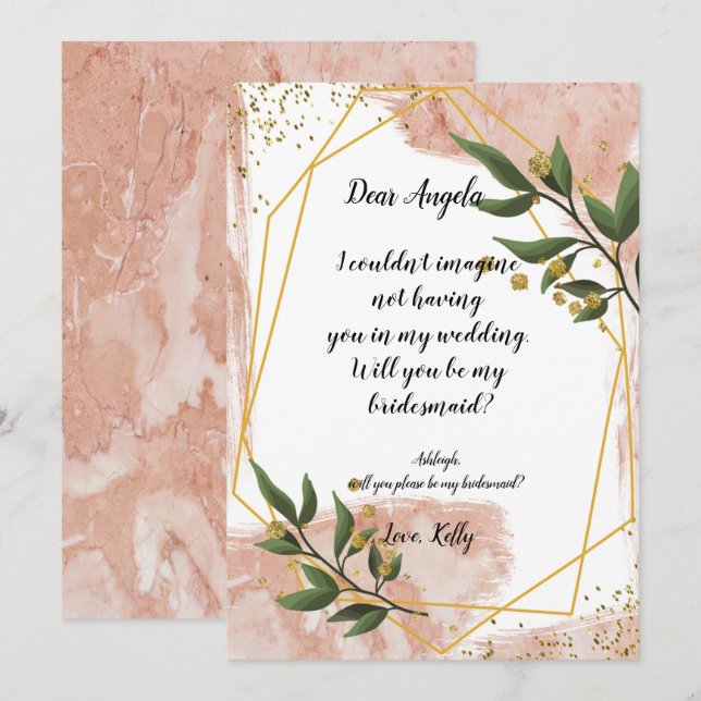 Modern Gold Frame Ivory     will be my bridesmaid Invitation (Front/Back)