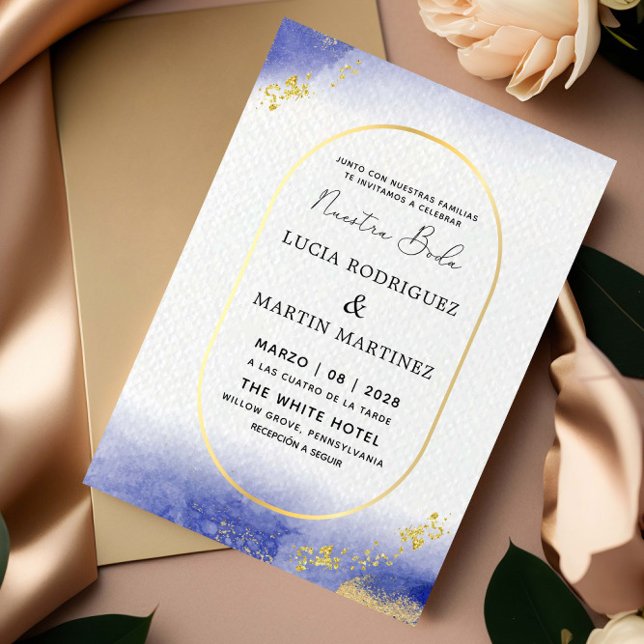 Modern & Gold Frame Nuestra Boda Invitation (Creator Uploaded)