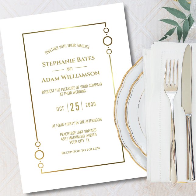 Modern Gold Frame Wedding Invitation (Creator Uploaded)
