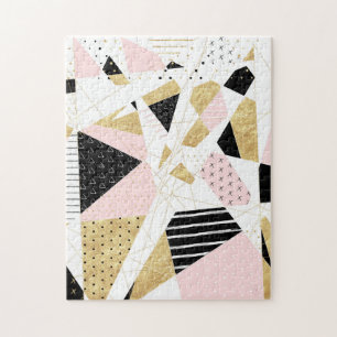 Modern gold geometric abstract design jigsaw puzzle