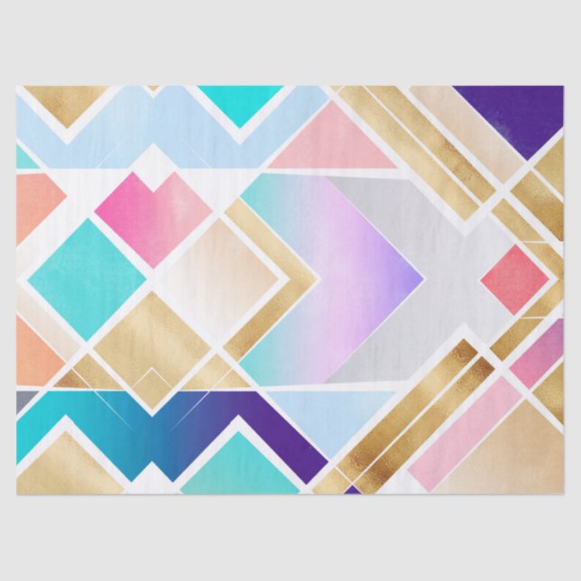 Modern Gold Geometric Colourful Design  Tissue Paper (Front)