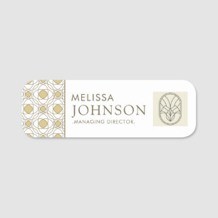Modern Gold Geometric Employee Name Tag