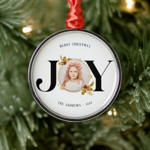 Modern Gold Geometric Family Photo Christmas Metal Tree Decoration
