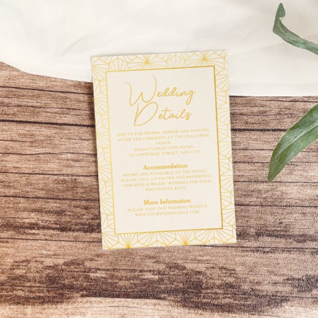 Modern Gold Geometric Frame Wedding Details Enclosure Card (Creator Uploaded)