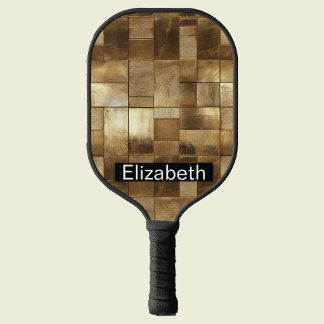 Modern Gold Geometric Personalised Pickleball Paddle