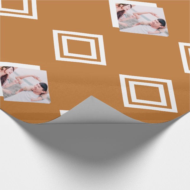 Modern Gold Geometric Photo Print Christmas Wrapping Paper (Corner)