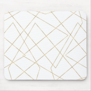 Modern Gold Geometric Strokes Abstract Design Mouse Mat