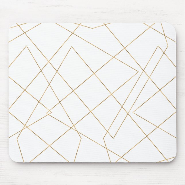 Modern Gold Geometric Strokes Abstract Design Mouse Mat (Front)