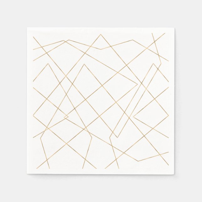 Modern Gold Geometric Strokes Abstract Design Napkin (Front)