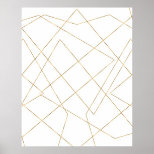 Modern Gold Geometric Strokes Abstract Design Poster