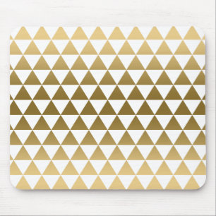Modern Gold Geometric Triangles Pattern Mouse Mat