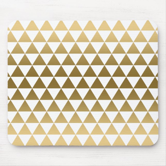 Modern Gold Geometric Triangles Pattern Mouse Mat (Front)