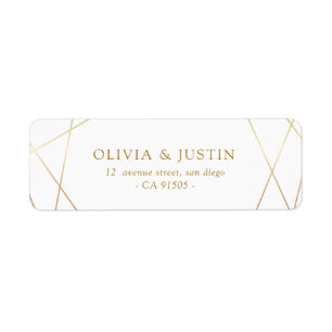 Modern gold geometric wedding address label