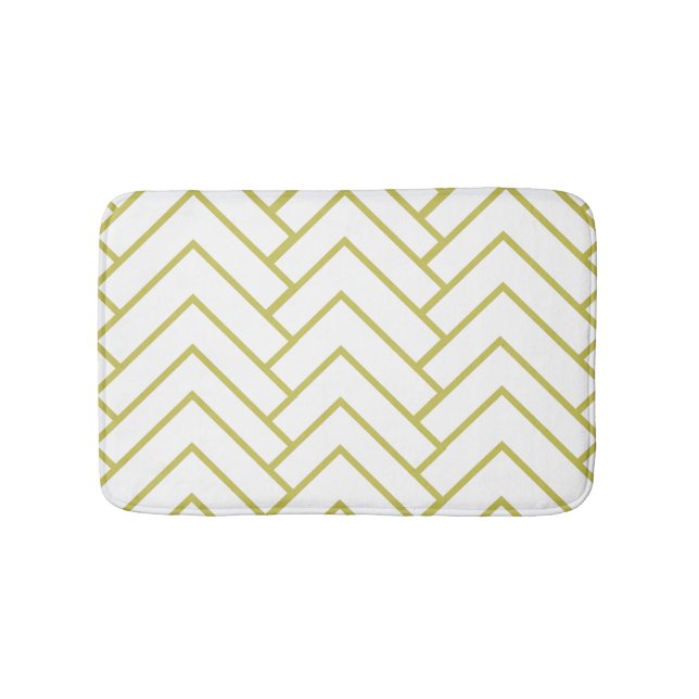 Modern Gold Geometrical Design Pattern Bath Mat (Front)