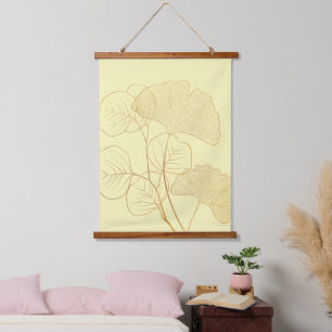 Modern Gold Gingko Leaves Hanging Tapestry