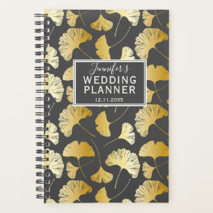 Modern Gold Ginkgo Pattern Wedding Planner