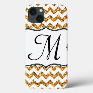 Modern Gold Glitt Chevron Girly Monogram IPAD Case