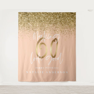 Modern gold glitter 60th birthday party decor tape tapestry