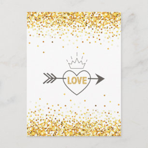 Modern Gold Glitter & Arrow True Heart Postcard