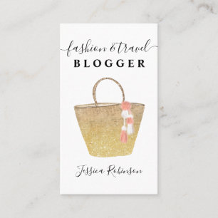 Modern gold glitter bag script fashion blogger business card